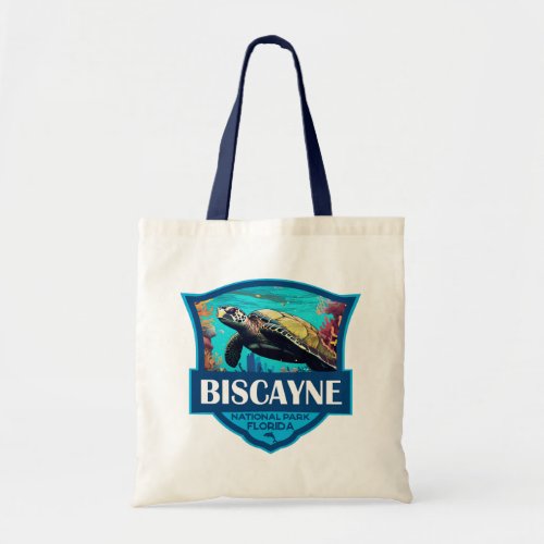 Biscayne National Park Turtle Illustration Retro Tote Bag