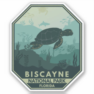 Biscayne National Park Turtle Retro Emblem Sticker