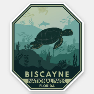 Biscayne National Park Turtle Retro Emblem Sticker