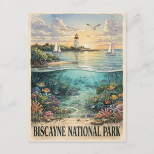 Biscayne National Park Vintage Coral Reef Postcard