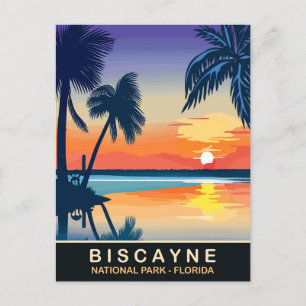 Biscayne, Summer Sunset at Florida, Travel Postcard