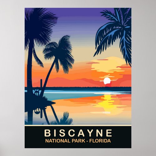 Biscayne Summer Sunset at Florida Travel Poster