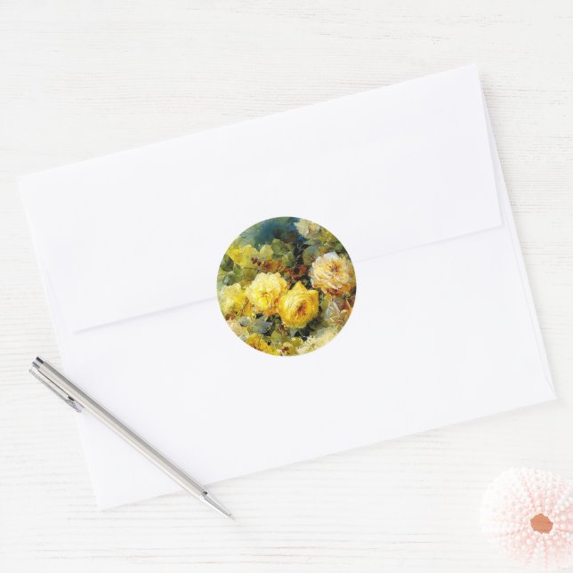 Bischoff - Roses (yellow),  Classic Round Sticker (Envelope)
