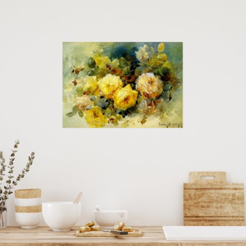 Bischoff _ Roses yellow fine art painting Poster