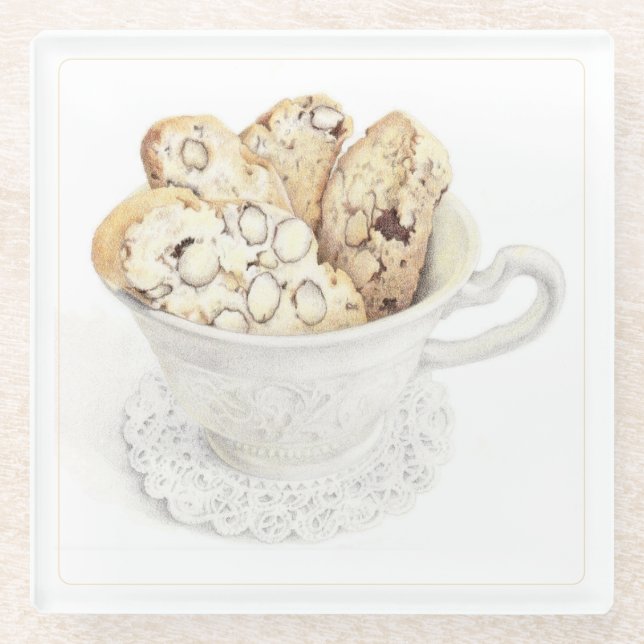 BISCOTTI Glass Beverage Coaster  (Front)