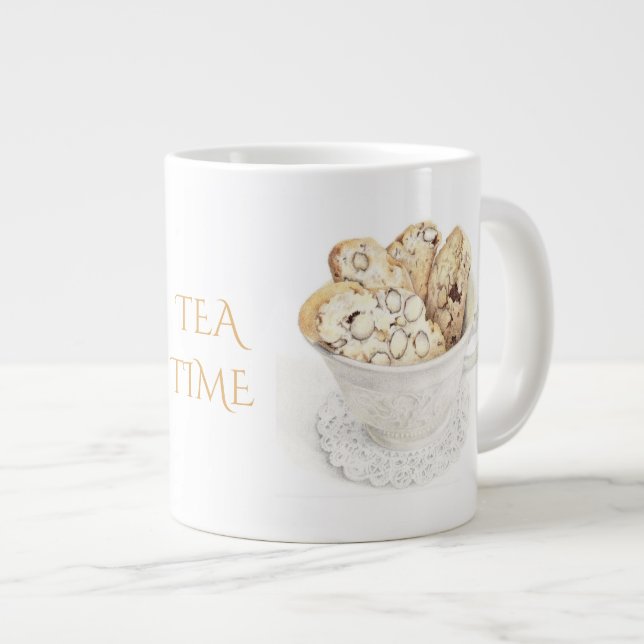 BISCOTTI "TEA TIME" Big White Mug (Front Right)