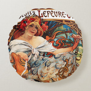 Biscuit, Alphonse Mucha Throw Pillow