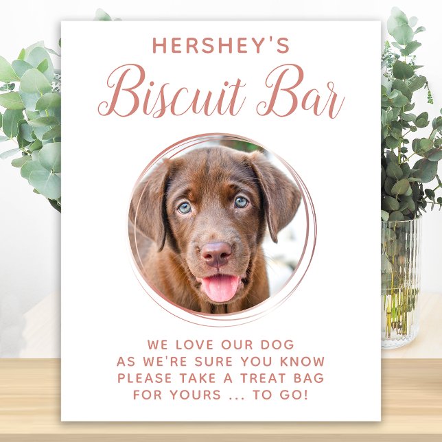 Biscuit Bar Pet Photo Rose Gold Dog Wedding Favor Foam Board (Creator Uploaded)