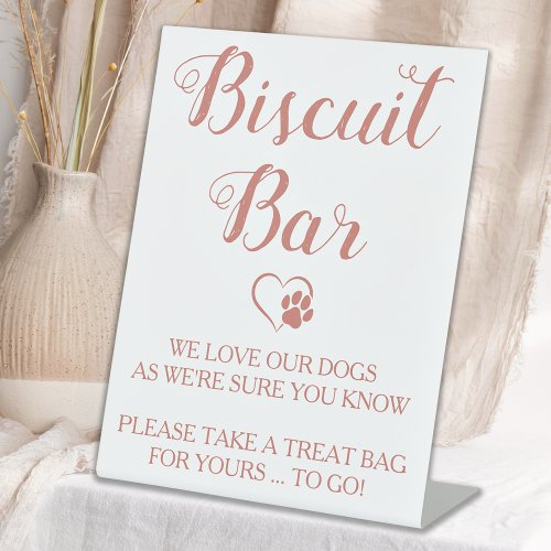 Biscuit Bar Rose Gold Pet Dog Treat Wedding Favor Pedestal Sign