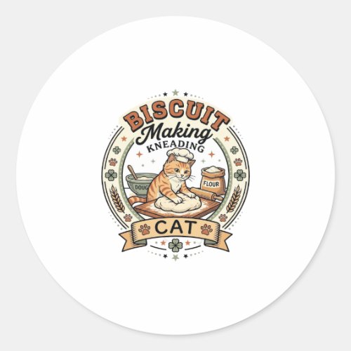 Biscuit Making Kneading Cat Biscuit Making Kneadin Classic Round Sticker