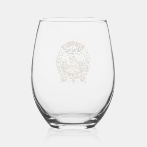 Biscuit Making Kneading Cat Biscuit Making Kneadin Stemless Wine Glass