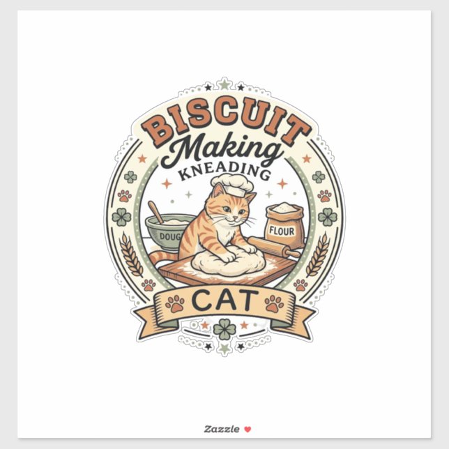 Biscuit Making Kneading Cat Biscuit Making Kneadin Sticker (Sheet)
