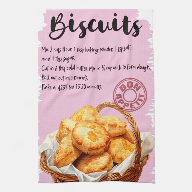 Biscuit Recipe Kitchen Towel (Vertical)