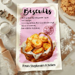 Biscuit Recipe Personalized Kitchen Towel<br><div class="desc">Bring a touch of homemade charm to your kitchen with this personalized Biscuit Recipe kitchen towel. Featuring a classic biscuit recipe, this towel is both decorative and functional. Customize it with your name or a special message, making it a perfect gift for bakers or a delightful addition to your kitchen...</div>