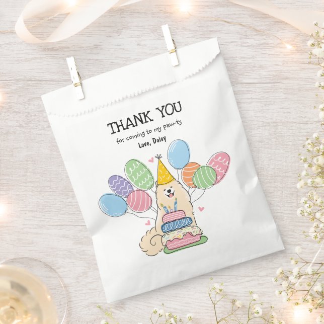 Biscuit Samoyed Birthday Party Thank You Favor Bag (Clipped)