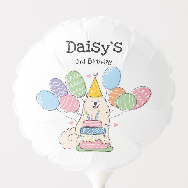Biscuit Samoyed Dog Birthday Party Balloon (Front)