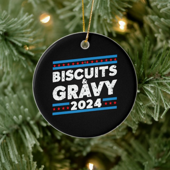 Biscuits and Gravy 2024 Presidential Election Ceramic Ornament (Tree)