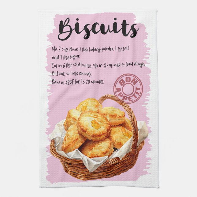 Biscuits Baking Recipe Kitchen Towel (Vertical)