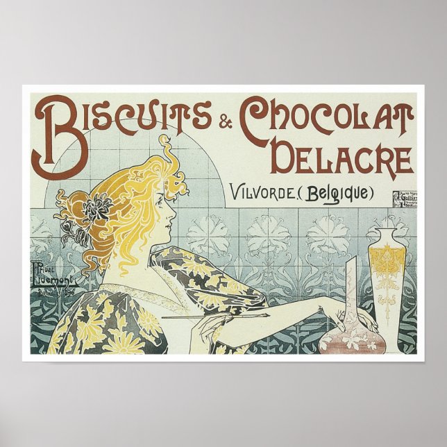 Biscuits & Chocolat Delacre Vintage Ad Poster (Front)