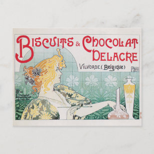 Biscuits Chocolate Vintage Food Ad Art Postcard