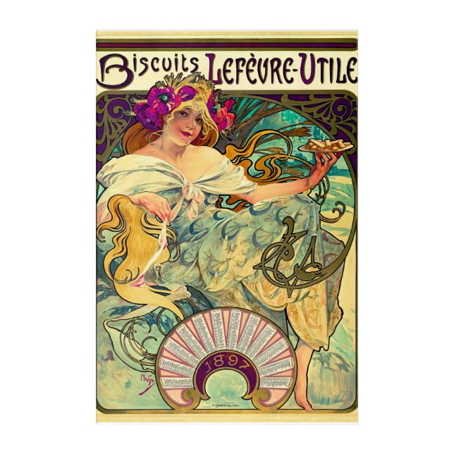 Biscuits Lefevre-Utile by Alphonse Mucha (1896) Acrylic Print (Front)