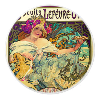Biscuits Lefevre-Utile by Alphonse Mucha (1896) Ceramic Knob