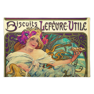 Biscuits Lefevre-Utile by Alphonse Mucha (1896) Cloth Placemat