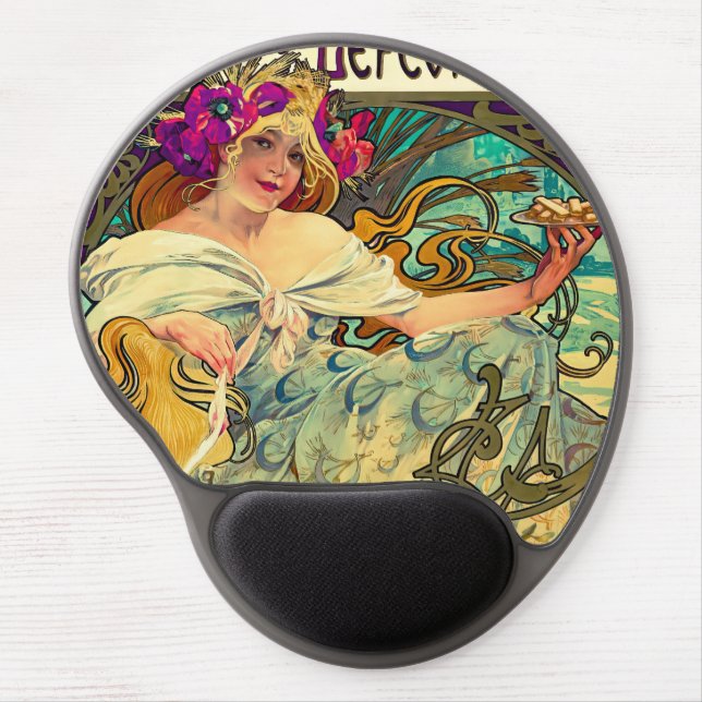 Biscuits Lefevre-Utile by Alphonse Mucha (1896) Gel Mouse Pad (Front)