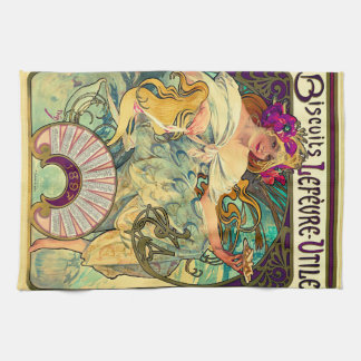 Biscuits Lefevre-Utile by Alphonse Mucha (1896) Kitchen Towel