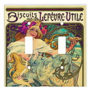Biscuits Lefevre-Utile by Alphonse Mucha (1896) Light Switch Cover
