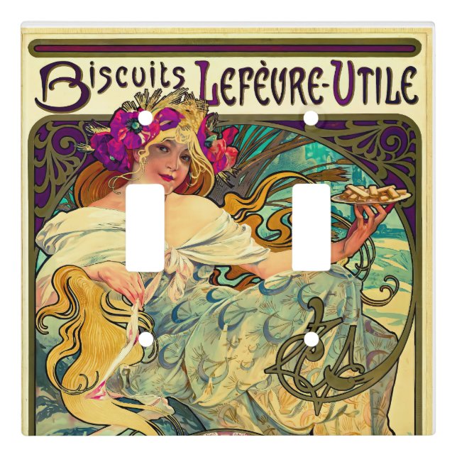 Biscuits Lefevre-Utile by Alphonse Mucha (1896) Light Switch Cover (Front)