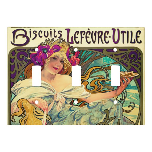 Biscuits Lefevre-Utile by Alphonse Mucha (1896) Light Switch Cover (Front)