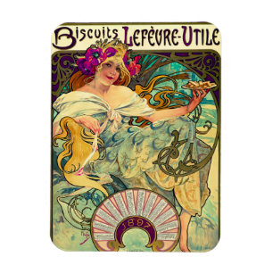 Biscuits Lefevre-Utile by Alphonse Mucha (1896) Magnet