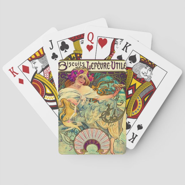 Biscuits Lefevre-Utile by Alphonse Mucha (1896) Poker Cards (Back)
