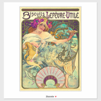 Biscuits Lefevre-Utile by Alphonse Mucha (1896) Sticker