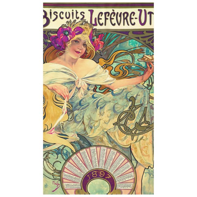 Biscuits Lefevre-Utile by Alphonse Mucha (1896) Tablecloth (Front)