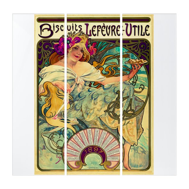 Biscuits Lefevre-Utile by Alphonse Mucha (1896) Triptych (Front)