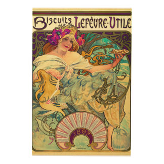 Biscuits Lefevre-Utile by Alphonse Mucha (1896) Wood Wall Art