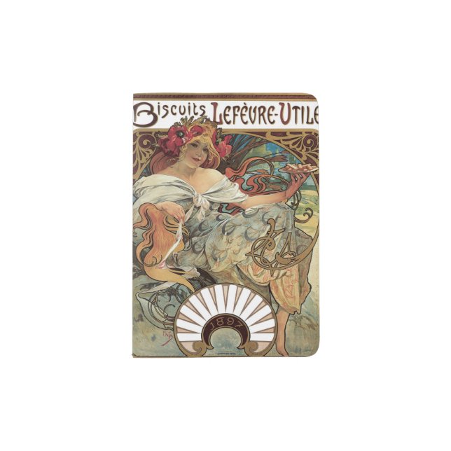 Biscuits, Mucha, Art Nouveau Passport Holder (Front)