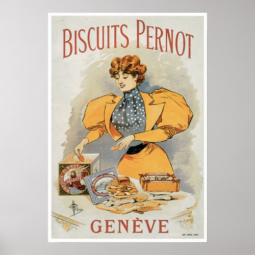 Biscuits Pernot Vintage Food Ad Art Poster