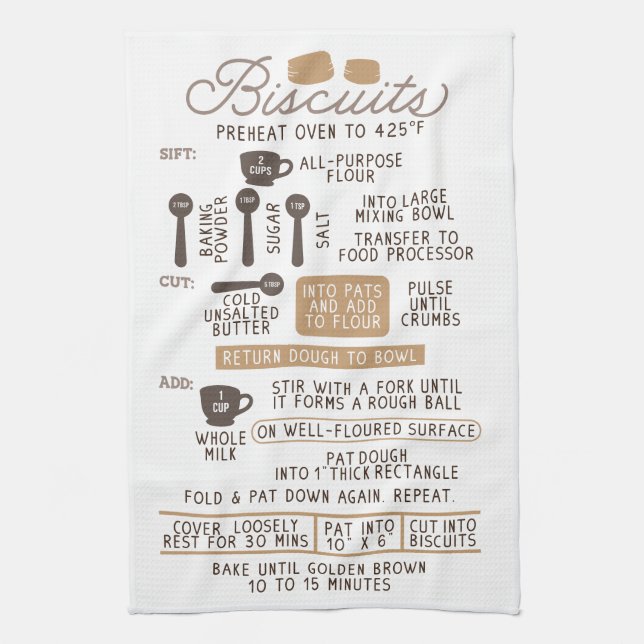 Biscuits Scone Recipe Tea Kitchen Towel (Vertical)