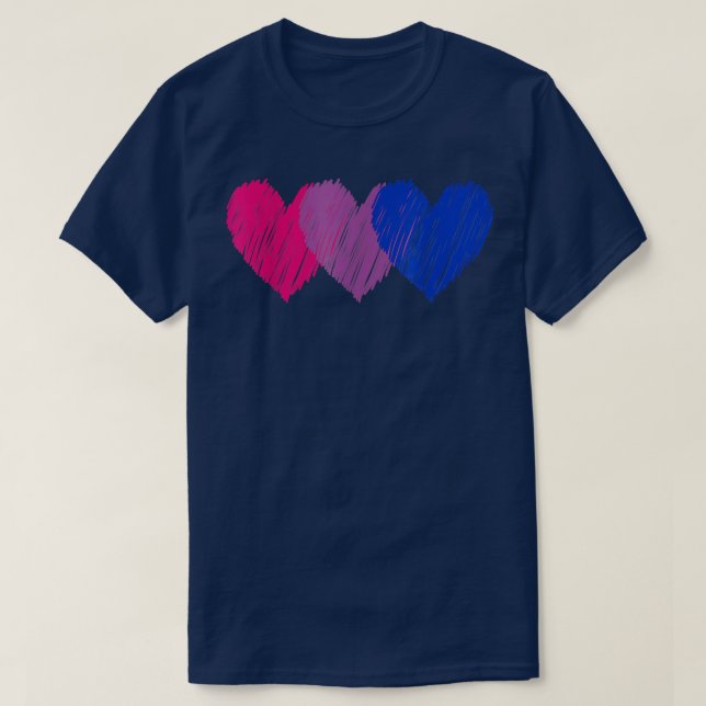 Biseual Flag Hearts Love  LGBT Bi Pride  T-Shirt (Design Front)