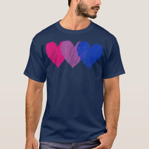 Biseual Flag Hearts Love  LGBT Bi Pride  T_Shirt