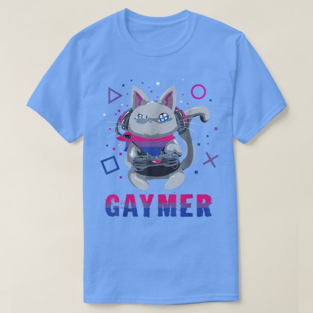 Biseual Gaymer Geek Pride Lesbian Trans Cat Video  T-Shirt (Design Front)