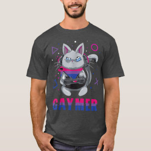 Biseual Gaymer Geek Pride Lesbian Trans Cat Video  T-Shirt