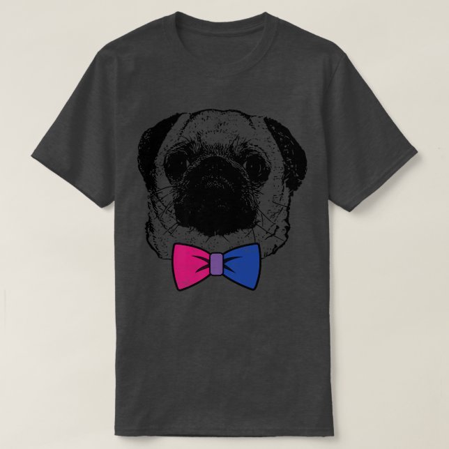 Biseual Pride Pug Dog LGBT Bow  T-Shirt (Design Front)
