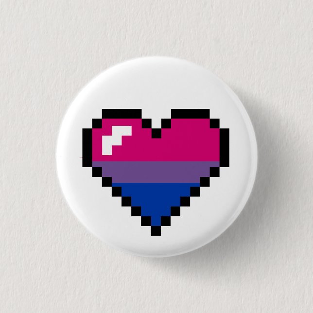 Bisexual 8-Bit Retro Pride Heart Button (Front)