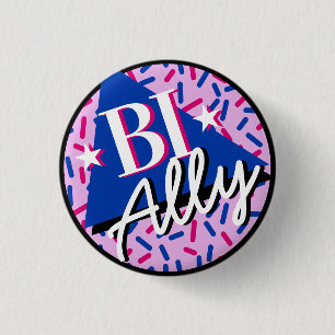 Bisexual Ally Pink Blue Sprinkles 90s Memphis Button