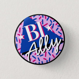 Bisexual Ally Pink Blue Sprinkles 90s Memphis Button