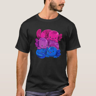 Bisexual Axolotl Pile Bi Pride Flag Lgbtq Gay Prid T-Shirt